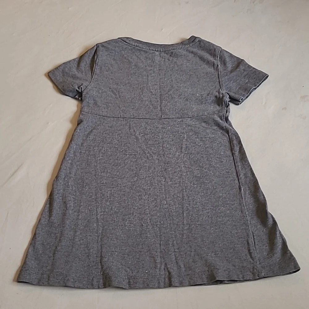 Land's End Gray Tshirt Dress With Diamond Embroidery Size Medium 5-6